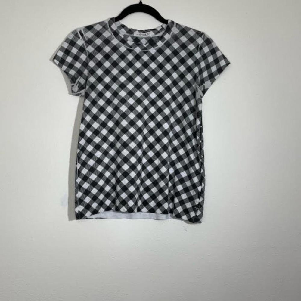 Rag and Bone Black White Plaid Relaxed Fit Tunic Tee Size Small